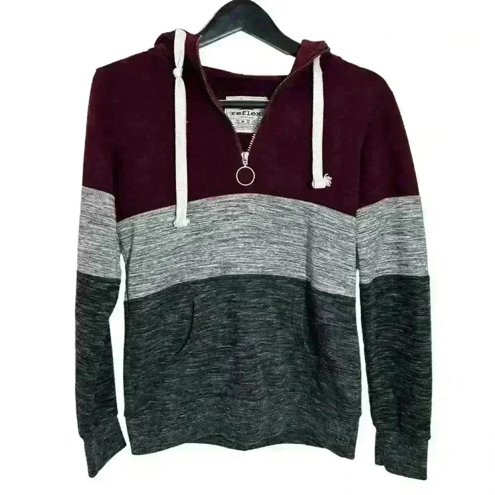 Women's Reflex Brand Tricolor Hooded Pullover Sweater Multicolor Size S